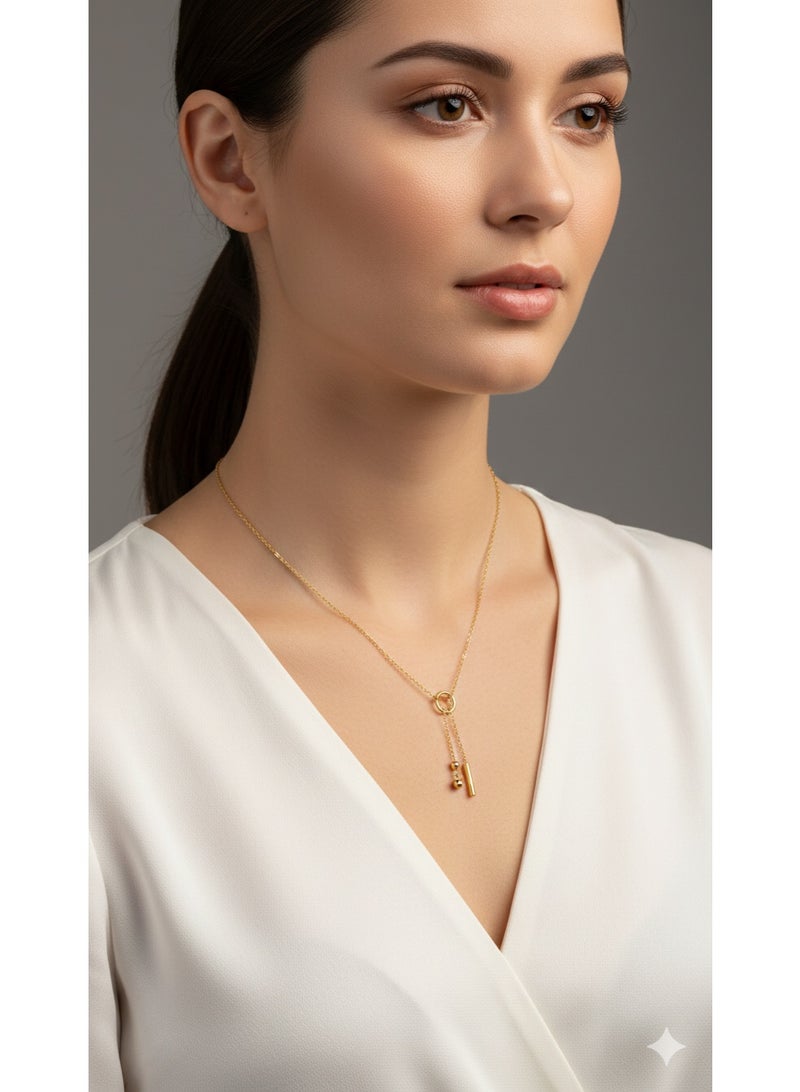 WARD Elegant Gold-Tone Stainless Steel Layered-Look Necklace featuring Heart and Circle Charms - Premium Quality. - Image 5